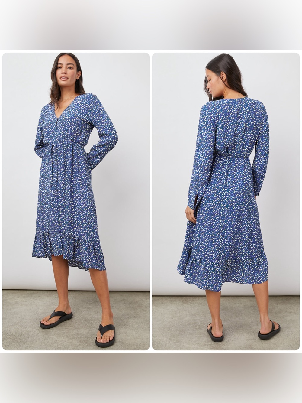 New! Rails Jade Ditzy Blue Floral Midi Dress 🩵 Medium - Picture 2 of 15
